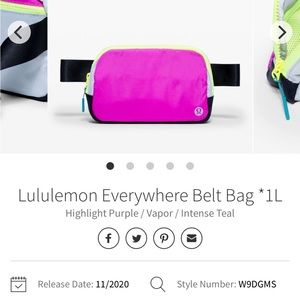 New Lululemon Belt Bag Highlight Purple Vapor Intense Teal